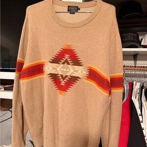 Pendleton Men's Beige Sweater with Geometric Design